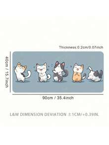 1pc Large NonSlip Rubber Precision Locking Edge Durable Playful Cartoon Cat Dance Blue Desk Mat Gaming Mouse Pad Office Home Computer Setup Cat Lover Gift Large Desk Mat NonSlip Mouse Pad - multicolor - View 10