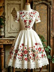 EMERY ROSE Vestido corto de verano elegante para mujer con estampado floral que ciñe la cintura - Multicolor - Ver 1