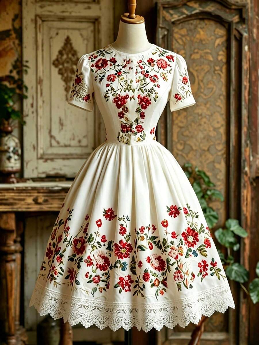 EMERY ROSE Vestido corto de verano elegante para mujer con estampado floral que ciñe la cintura - Multicolor - Ver 1