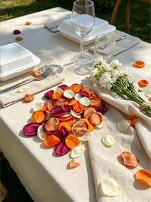 450 Rose Petals, Satin Material, Suitable For Wedding Baskets, Dining Table Center Decorations, Aisle Decorations, Party Confetti, Bridal Showers, Dinners, Wedding Decorations - Vintage Terracotta - View 2