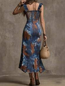 LUMIGAL Women's Elegant Printed Ruffle Hem Dress - Multicolor - View 2