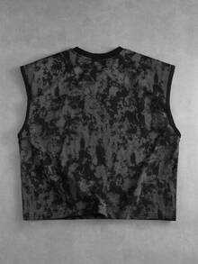 ROMWE MEN Camiseta sin mangas holgada para hombre con estampado y decoración de remaches - Negro - Ver 3