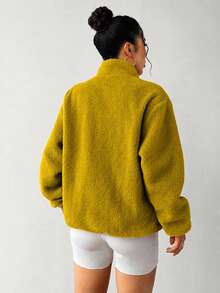 Exploreva Autumn/Winter Casual Colorblock Warm Fleece Outdoor Jacket - Yellow - View 2