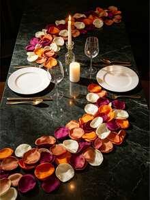450 Rose Petals, Satin Material, Suitable For Wedding Baskets, Dining Table Center Decorations, Aisle Decorations, Party Confetti, Bridal Showers, Dinners, Wedding Decorations - Vintage Terracotta - View 3