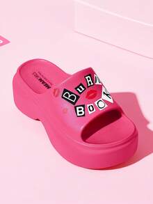 Mean Girls | SHEIN 卡通拖鞋，EVA輕量材質，腳趾保護，透氣快乾，柔軟舒適，適合室內、淋浴或沙灘使用 - 玫瑰紅 - 查看 7