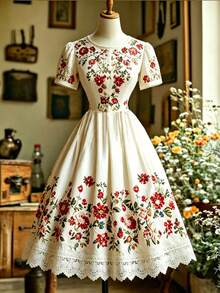 EMERY ROSE Vestido corto de verano elegante para mujer con estampado floral que ciñe la cintura - Multicolor - Ver 8