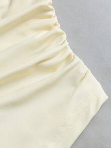 Sweetra 2 Pieces Chiffon Cape Set With Boat Neck, Flowy Outer Layer And Elastic Ruched Waist Cami Inner, Elegant Beige Outfit For Office Commute, Casual And Date Wear - Apricot - View 5