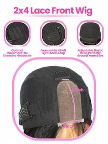 ALL READY WIG Glueless Brown Straight Bob Wigs With Bangs 2x4 Transparent Lace Closure Wigs Human Hair Lace Front Wigs Pre Cut Lace With Bangs Silky Wear & Go Beginner Friendly - S4 - View 6