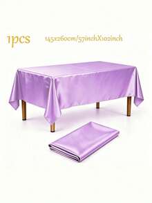 1pc Elegant Satin Rectangular Tablecloth – Smooth Polyester Table Cover For Wedding, Anniversary, Party, Holiday Decor - Multicolor - View 17