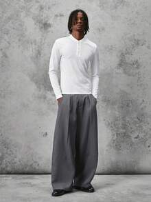 STYNVO Men's Fashion Versatile Commute Solid Color Wide Leg Pants - Dark Grey - View 4