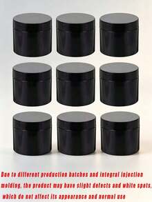 9 Pcs Black Plastic Jars With Lids, 7cm Diameter, Wide Mouth Design. Suitable For Storing Beads, Rhinestones, Sequins, Cosmetics, Lotions, Face Creams, Ointments And More. 7 Capacities Available For Selection. - Black - View 1