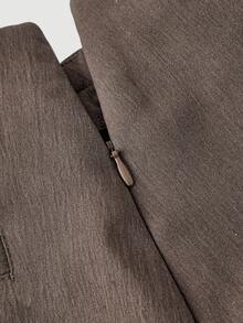 SHEIN Tall CURVE Plus Size Asymmetrical Waist Loose Fit Fashion Suit Pants For Commute And Office - Coffee Brown - View 4