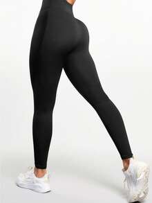 Velisys Velisys 1件女款無縫側條紋寬腰帶基礎高彈力跑步健身運動瑜伽短款緊身褲 - 彩色 - 查看 7