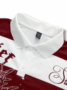 ROMWE MEN Prep 男士 Polo 衫，休閒春/夏街頭風美式短袖 Polo 衫 - 彩色 - 查看 3