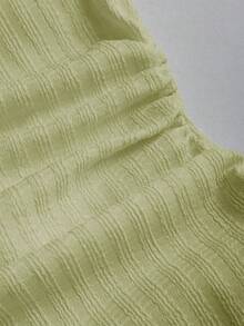 Sweetra Spring/Summer New Boat Neck Pleated Flared Sleeve Top T-Shirt And Flared Pants 2 Pieces Set, Suitable For Commuting, Outing, All-Match Versatile - Olive Green - View 4