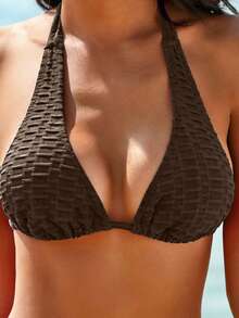 Swim Vcay 女款紋理布料泳衣套裝 - 咖啡棕 - 查看 5