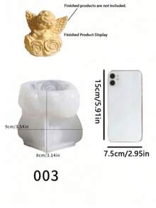 DIY 玫瑰天使香氛蠟燭模具 水晶石膏樹脂家居裝飾擺件 矽膠模具 - 白色 - 查看 11