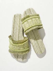 SHUZIA Women's Wide-Fit Comfortable, Durable, Essential Mint Raffia One Band Sandal - Mint Green - View 1