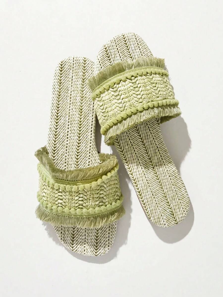 SHUZIA Women's Wide-Fit Comfortable, Durable, Essential Mint Raffia One Band Sandal - Mint Green - View 1