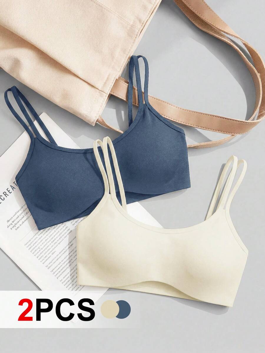 SHEIN Cheerettes 女款純色日常健身舒適運動內衣 - 彩色 - 查看 1