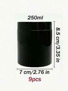 9 Pcs Black Plastic Jars With Lids, 7cm Diameter, Wide Mouth Design. Suitable For Storing Beads, Rhinestones, Sequins, Cosmetics, Lotions, Face Creams, Ointments And More. 7 Capacities Available For Selection. - Black - View 21