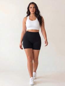 SHEIN Rhythm Era Bra Olahraga Crop Ukuran Plus yang Mendukung Warna Putih untuk Olahraga yang Nyaman, Bra Olahraga Penyangga, Bra Gym, Bra Olahraga Penyangga Tinggi - Putih - View 2