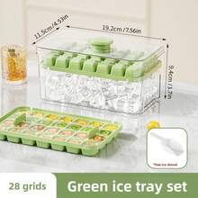 1 pieza Molde de cubitos de hielo de silicona con tapa, molde de cubitos de hielo reutilizable, fabricante de hielo DIY para refrigerador - Multicolor - Ver 18