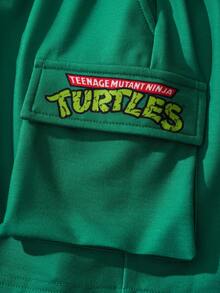 TEENAGE MUTANT NINJA TURTLES | SHEIN Young Boy Letter Cartoon Print Short Sleeve T-Shirt And Shorts Casual Daily Outfit - Black - View 9