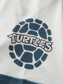TEENAGE MUTANT NINJA TURTLES | SHEIN 男士夏季休閒拼色印花T恤 - 米色 - 查看 7