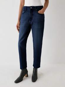 YARNWELL Women's Fashion Low Waist Slight Stretch Cat Whisker Washed Denim Jeans - Dark Wash - View 7