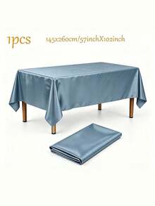 1pc Elegant Satin Rectangular Tablecloth – Smooth Polyester Table Cover For Wedding, Anniversary, Party, Holiday Decor - Multicolor - View 15