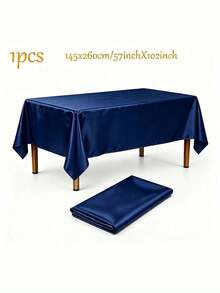 1pc Elegant Satin Rectangular Tablecloth – Smooth Polyester Table Cover For Wedding, Anniversary, Party, Holiday Decor - Multicolor - View 11