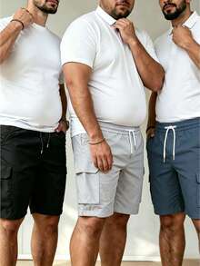 Manfinity Dauomo Men's Plus Size Cargo Shorts 3 Pieces - Multicolor - View 3
