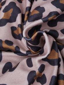 SHEIN Tween Girls Winter Fashion Black Thickened Leopard-Print Flannel Hooded Long-Sleeve Mid-Length Quilt - Black - View 8