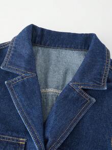 GlowEve Women's Denim Skirt With Pockets And Metal Buttons - Dark Wash - View 6