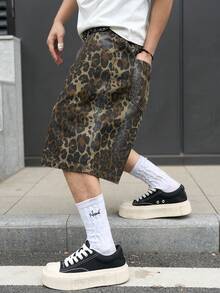 Manfinity EMRG Shorts vaqueros casuales con estampado de leopardo y efecto desgastado para hombre - Multicolor - Ver 6