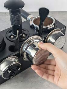 1 Multi-Functional Coffee Tamper Station, Non-Slip Tamper Station, Suitable For Storing Tamper, Distributor And Portafilter, ABS Material Tamper Holder, Coffee Portafilter Rack - Black - View 5