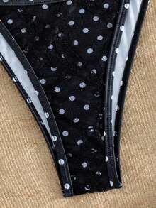 Sunnyshic Women's Spring/Summer Beach Music Festival Polka Dot Lace Sexy Backless Spaghetti Strap Fashion Bikini Set - Multicolor - View 3