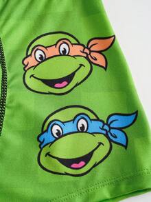 TEENAGE MUTANT NINJA TURTLES | SHEIN Tween Boy 3-Pack Digital Print Green Cute Adorable Boxer Briefs - Army Green - View 7