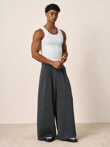 TOKVUE Men's Striped Pleated Casual Versatile Wide Leg Pants For Daily Wear - Multicolor - View 8