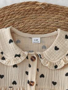 SHEIN Playful Pals Korean Style 2 In 1 Plaid Dress, Sweet Princess Baby Infant Spring/Autumn - Khaki - View 4
