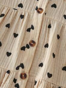 SHEIN Playful Pals Korean Style 2 In 1 Plaid Dress, Sweet Princess Baby Infant Spring/Autumn - Khaki - View 7