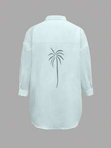 Vaclyn 2026 女款性感刺繡鏤空寬鬆沙灘度假罩衫 - 薄荷綠 - 查看 4