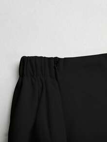 SHEIN 青少年女孩黑色編織寬鬆休閒長裙 - 黑色 - 查看 5