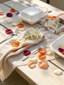 450 Rose Petals, Satin Material, Suitable For Wedding Baskets, Dining Table Center Decorations, Aisle Decorations, Party Confetti, Bridal Showers, Dinners, Wedding Decorations - Vintage Terracotta - View 11