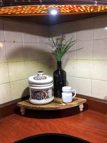 1 Buah Rak Display Sudut Kayu Solid Kompak, Serbaguna, Hemat Ruang, Mudah Dipasang, Kokoh, Tahan Lama, Tahan Air, Anti Gores, Anti Selip, Gaya Vintage untuk Dapur, Bar Kopi, Kamar Mandi - Khaki - View 7