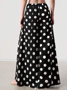 SHEIN European & American Style Spring/Summer New Fashion Versatile Watermark Large Polka Dot Loose Straight Leg Elegant Commute Vacation Casual Long Pants - Multicolor - View 3