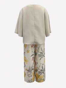 Balvessa Linen Commuter Fashion Set With Digital Print - Khaki - View 7
