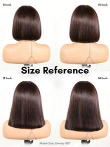 ALL READY WIG Glueless Brown Straight Bob Wigs With Bangs 2x4 Transparent Lace Closure Wigs Human Hair Lace Front Wigs Pre Cut Lace With Bangs Silky Wear & Go Beginner Friendly - S4 - View 5