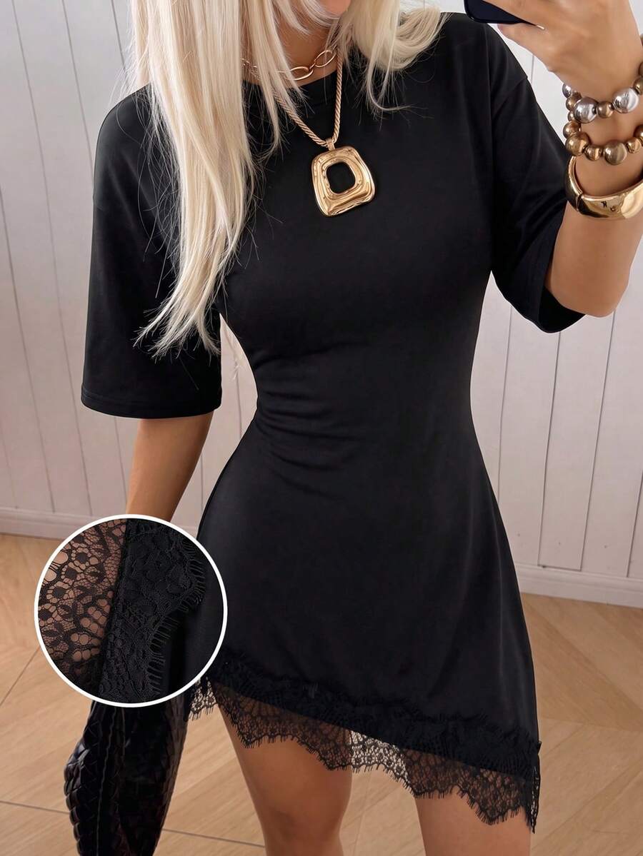 SHEIN EZwear 女款黑色修身針織洋裝